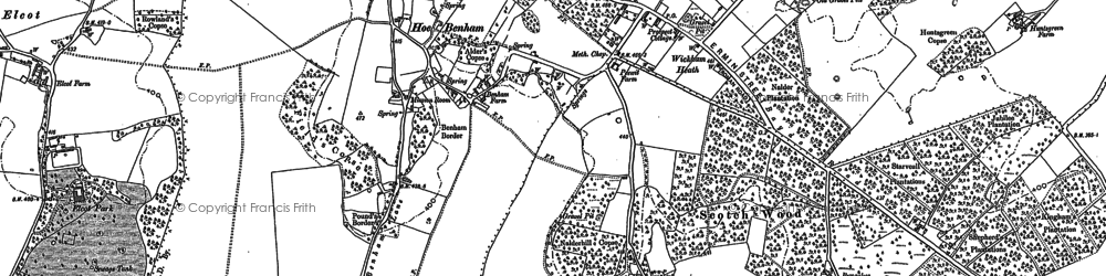 Old map of Hoe Benham in 1898