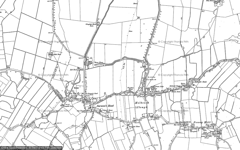 Old Map of Historic Map covering Penny Hill in 1887