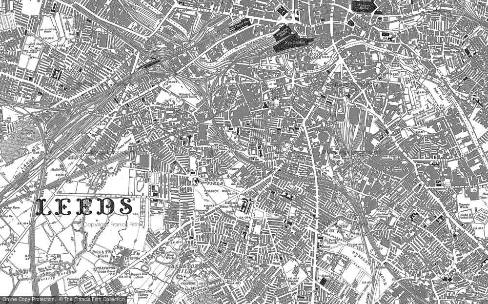 OLD ORDNANCE SURVEY MAP LEEDS POTTERY FIELD 1847 PEARSON STREET HOLBECK HUNSLET 