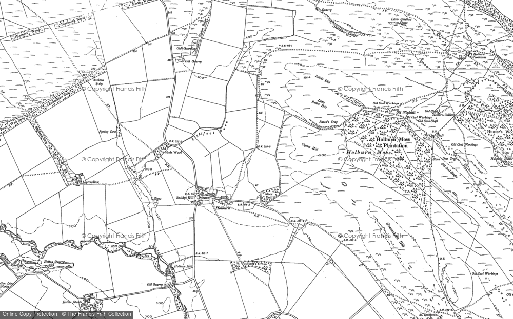 Old Map of Historic Map covering Laverock Law in 1897