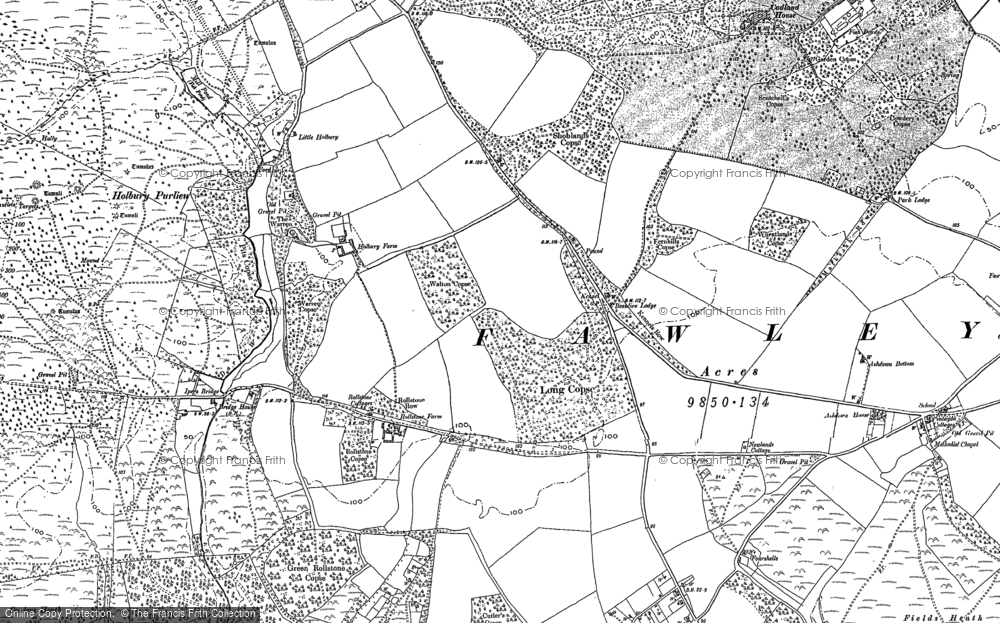 Old Map of Historic Map covering Otterwood in 1895