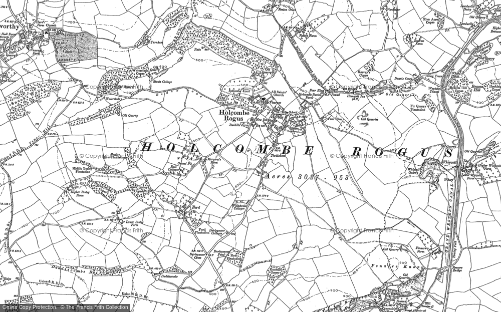 Old Map of Holcombe Rogus, 1903 in 1903