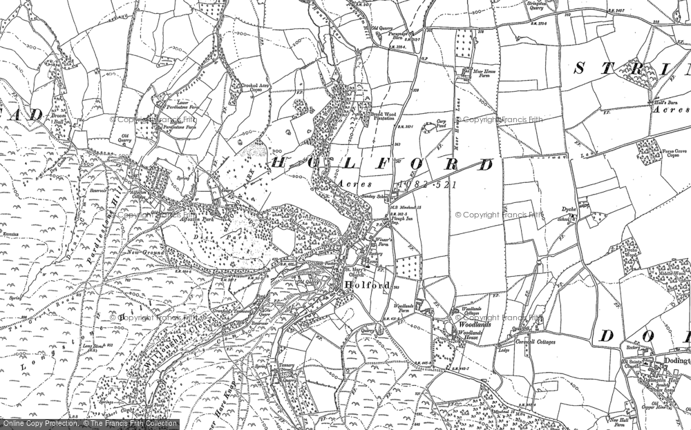 Old Map of Historic Map covering Woodlands Hill in 1886