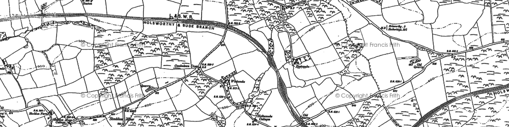 Old map of Hollacombe in 1883