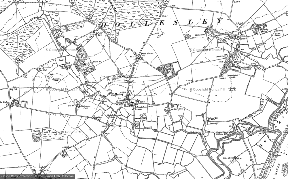 Old Map of Historic Map covering Woodbridge Walk in 1902