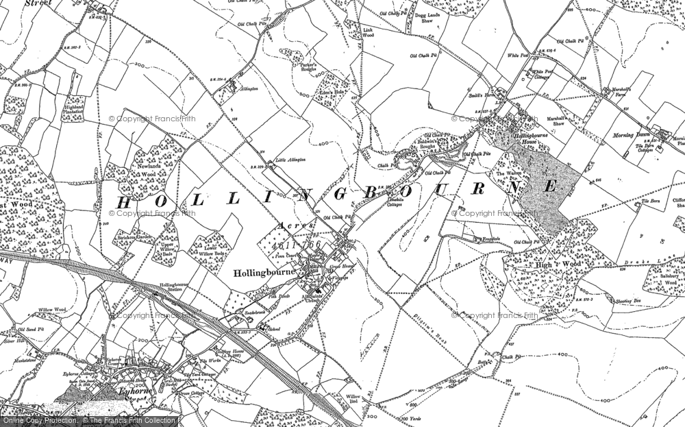 Old Map of Hollingbourne, 1895 - 1896 in 1895