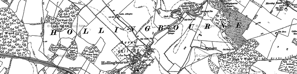 Old map of Hollingbourne in 1895