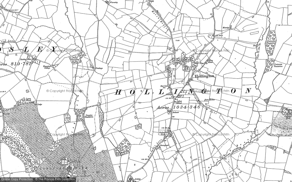 Old Map of Historic Map covering Hollington Grove in 1880