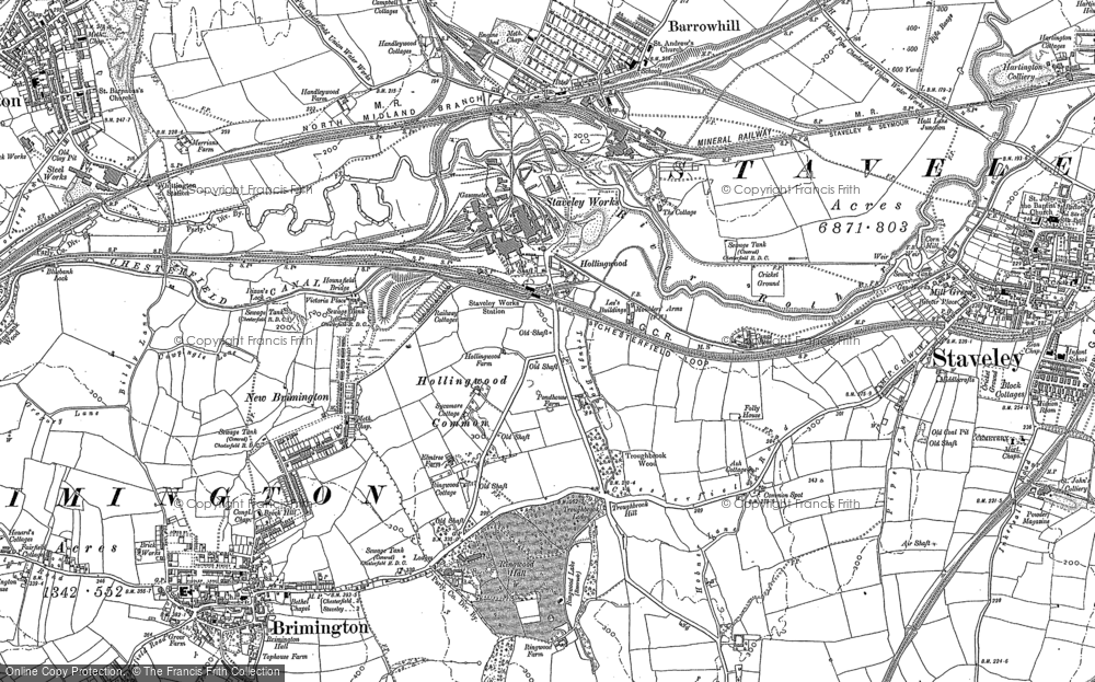 Old Map of Hollingwood, 1876 in 1876