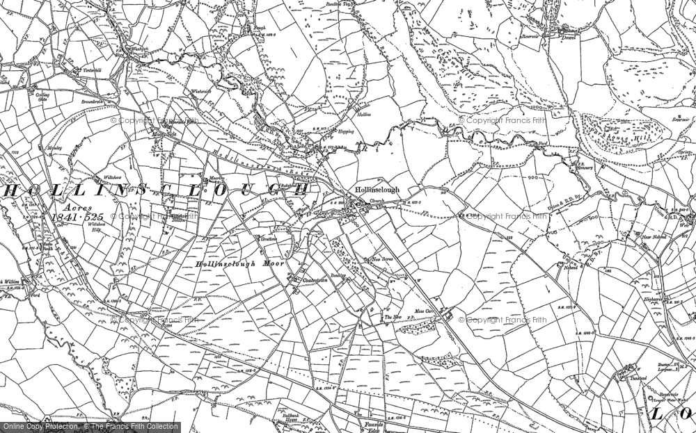 Old Map of Historic Map covering Fawside Edge in 1897