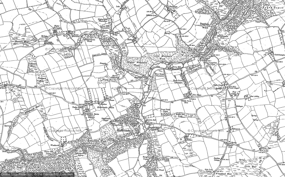 Old Map of Historic Map covering Hollocombe Town in 1886