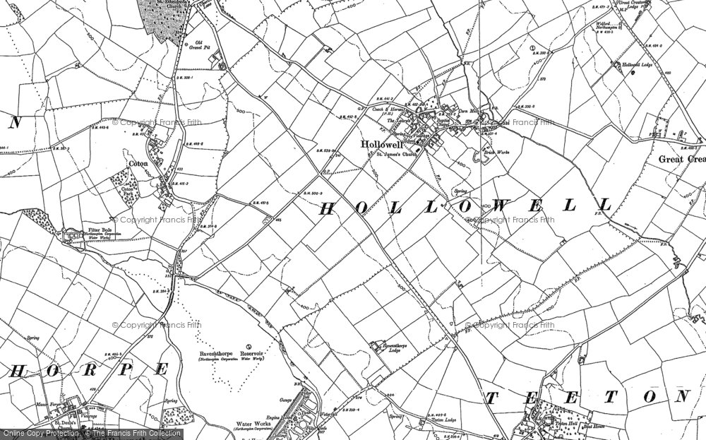 Old Map of Hollowell, 1884 in 1884