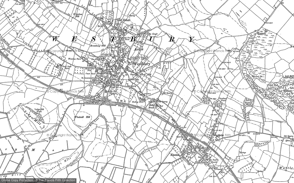 Old Map of Historic Map covering Westbury-sub-Mendip in 1884
