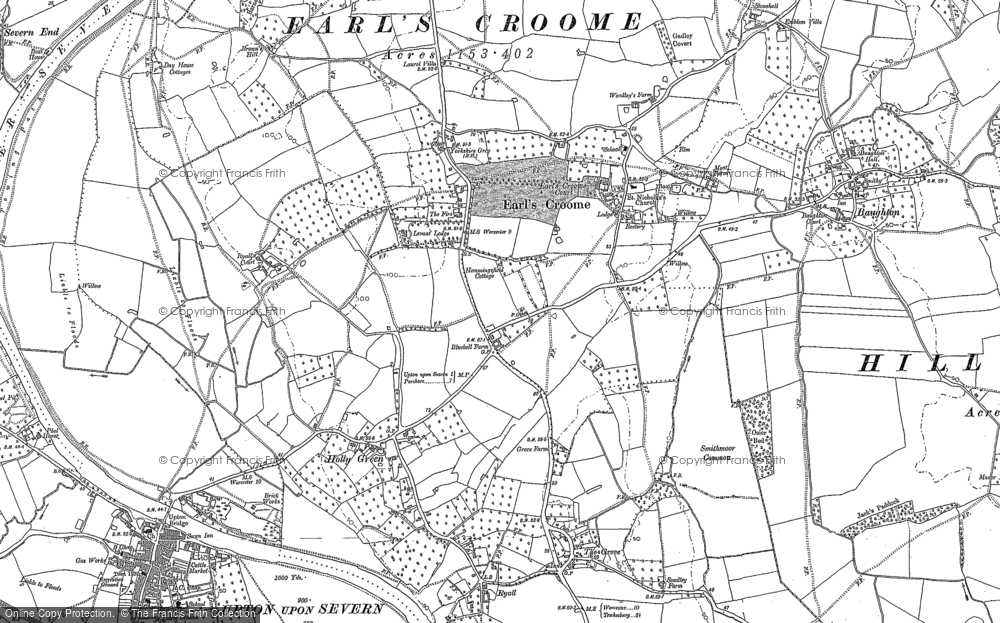 Old Map of Historic Map covering Upton upon Severn in 1883