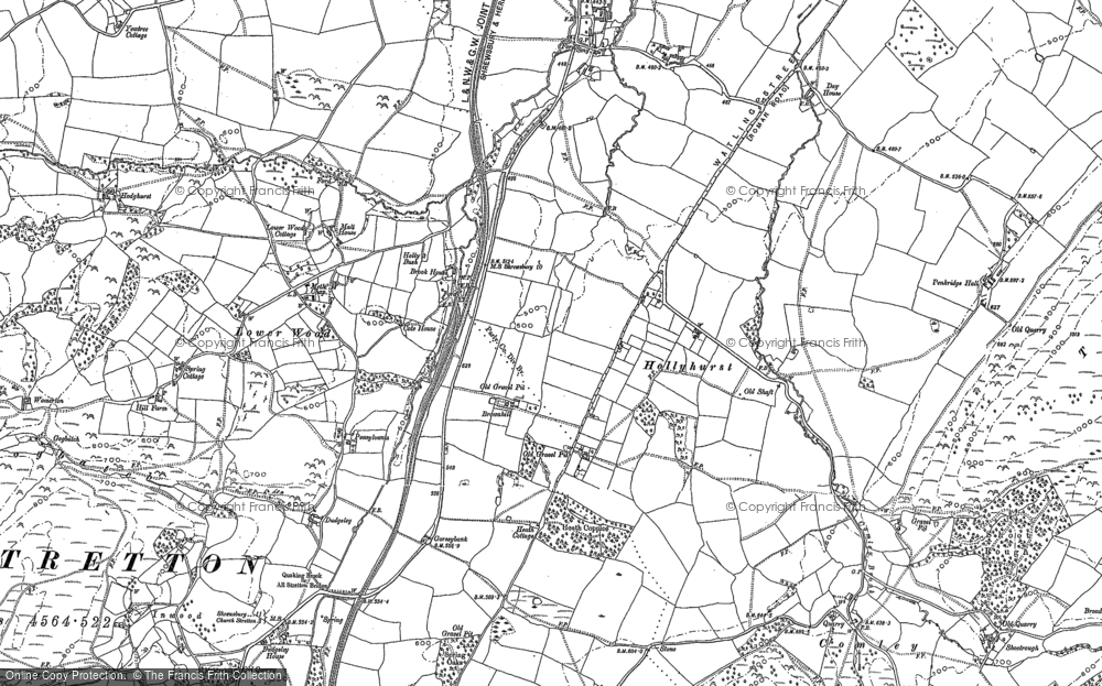 Old Map of Hollyhurst, 1882 in 1882