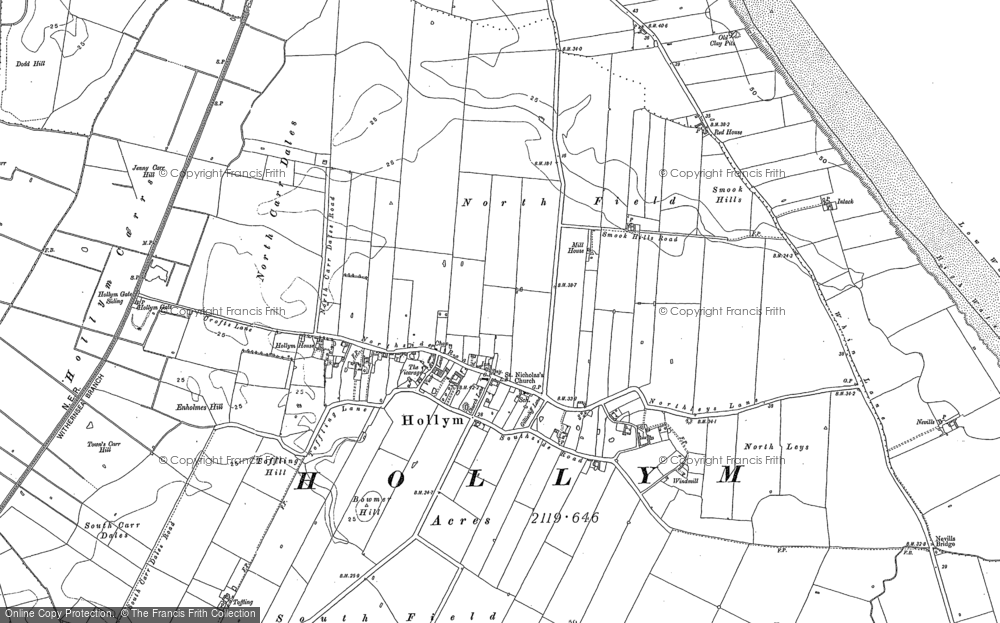 Old Map of Hollym, 1908 in 1908