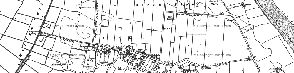 Old map of Hollym in 1908