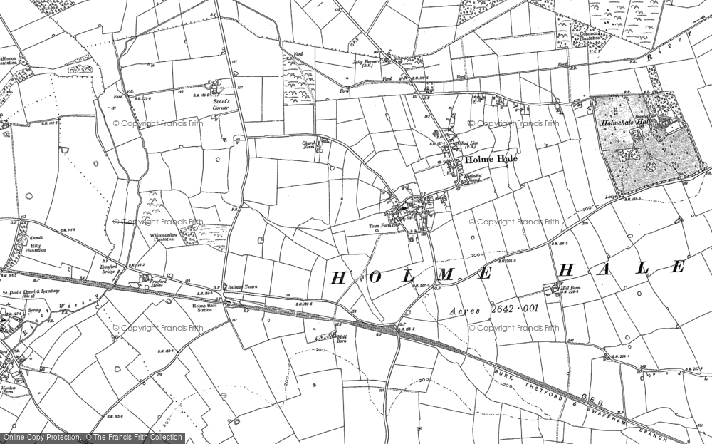 Old Map of Holme Hale, 1882 - 1883 in 1882