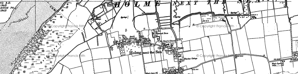Old map of Holme next the Sea in 1904