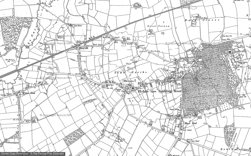 Old Map of Historic Map covering Bursea Lane Ends in 1887