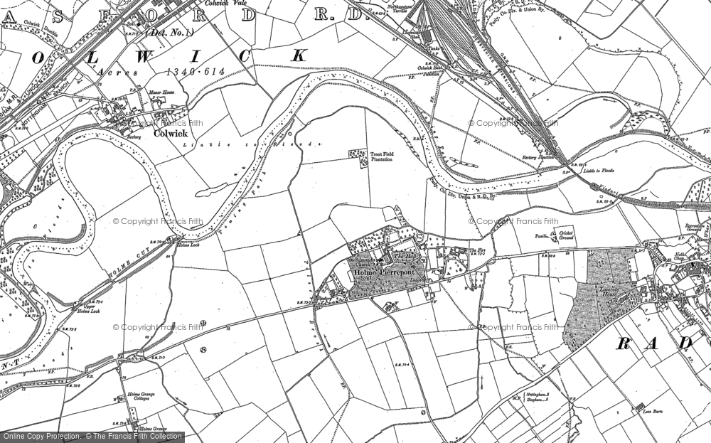 Old Map of Holme Pierrepont, 1883 in 1883