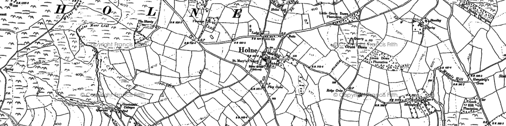 Old map of Holne in 1885