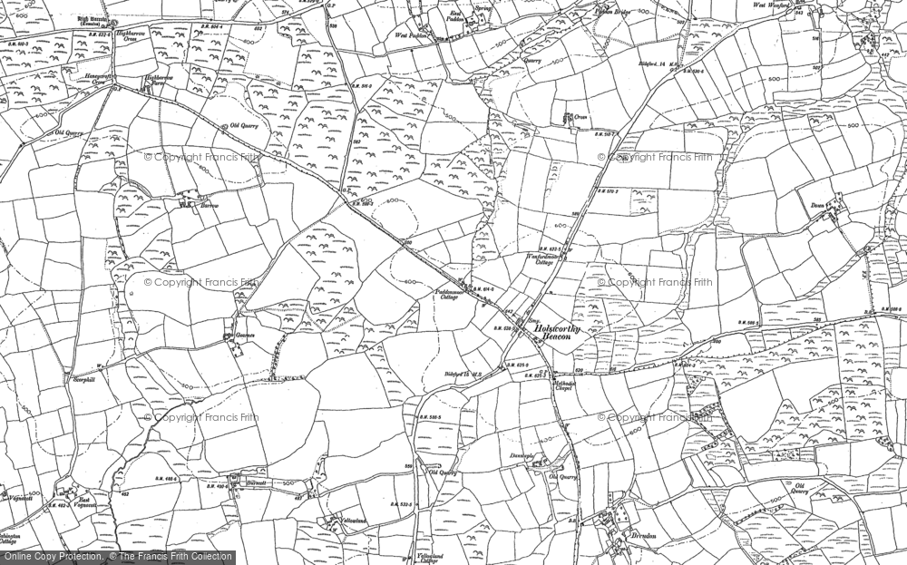 Old Map of Holsworthy Beacon, 1884 in 1884