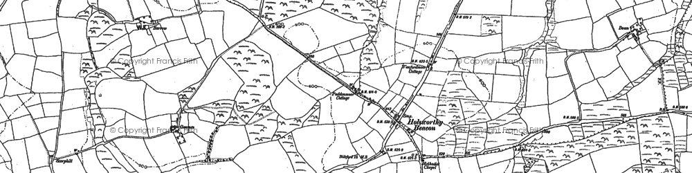 Old map of Holsworthy Beacon in 1884