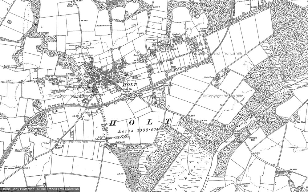 Old Map of Holt, 1885 - 1901 in 1885