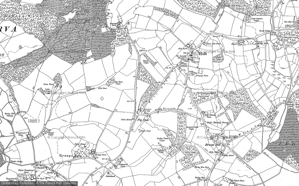 Old Map of Historic Map covering Holt Wood in 1887