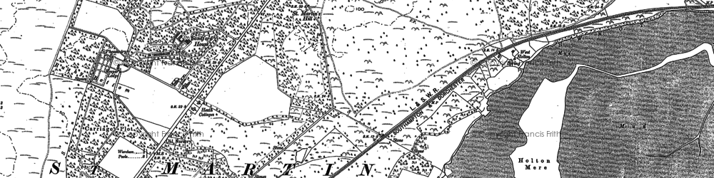 Old map of Holton Heath Station in 1886