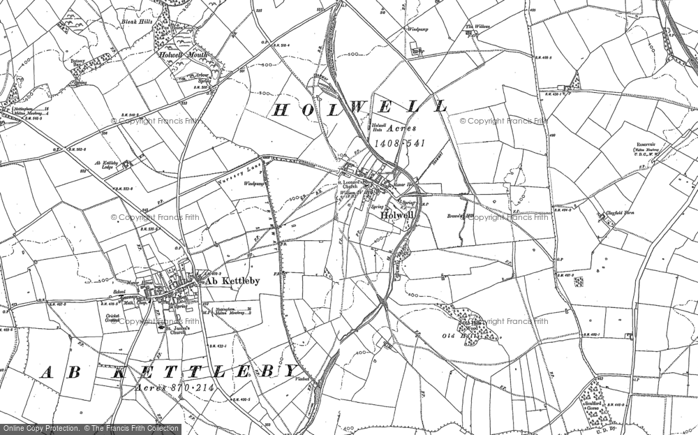 Old Map of Holwell, 1883 - 1902 in 1883