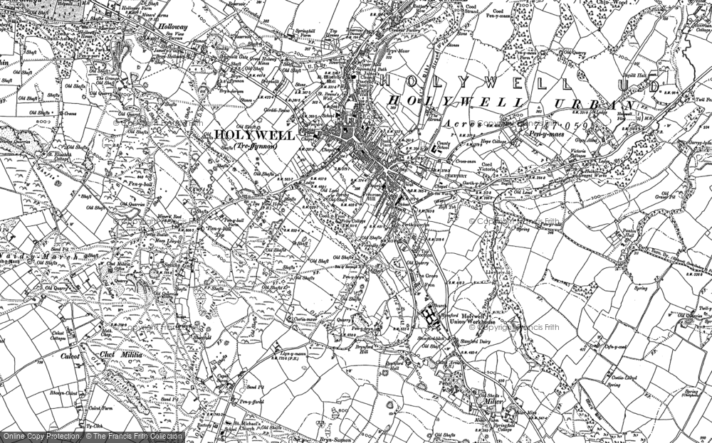Bagillt west Brynford Holywell old map Flintshire 1949: 6SW repro Wales 