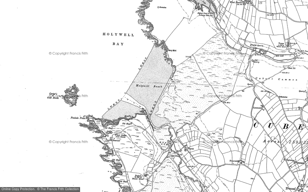 Old Map of Holywell Bay, 1906 in 1906