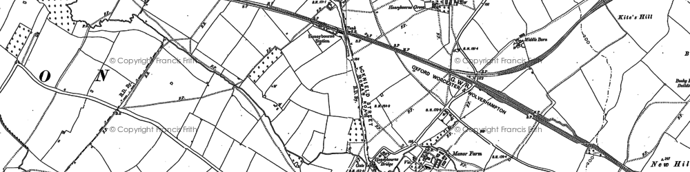 Old map of Honeybourne in 1883