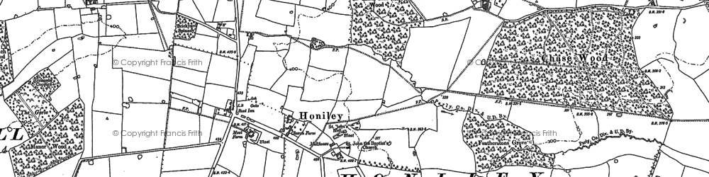 Old map of Honiley in 1886