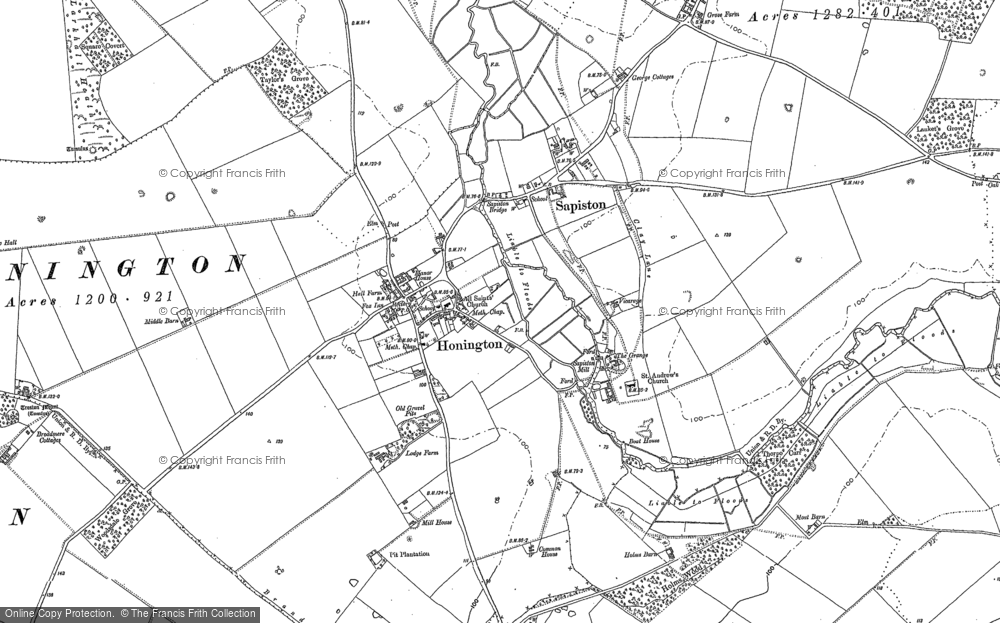Old Map of Honington, 1882 - 1883 in 1882