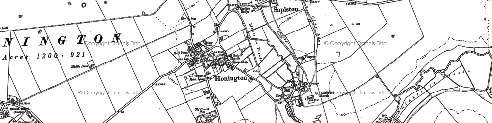 Old map of Honington in 1882