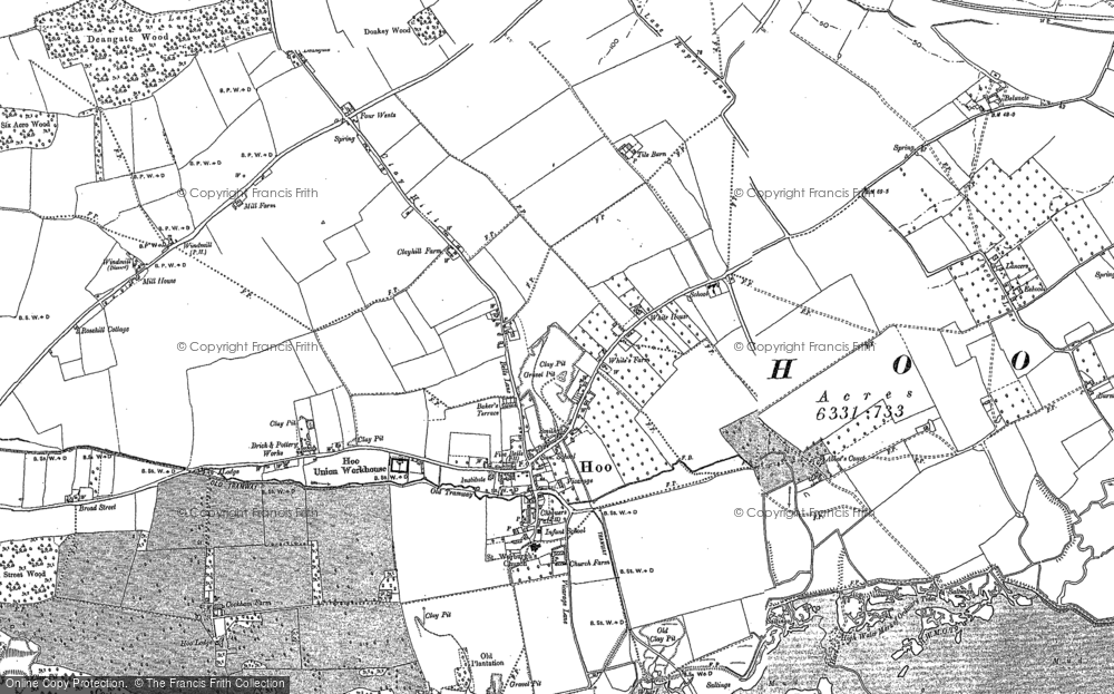Old Map of Historic Map covering Abbots Court in 1895