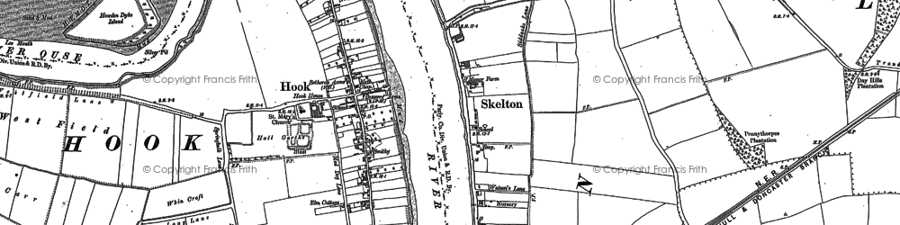 Old map of Hook in 1888