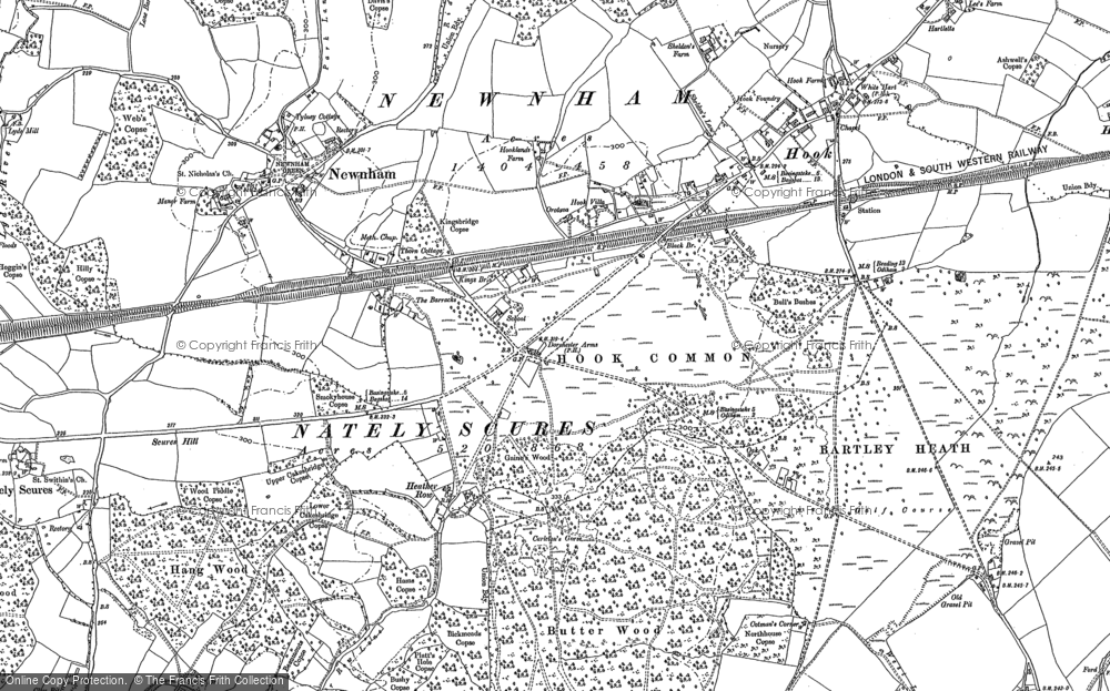 Old Map of Historic Map covering Butter Wood in 1894