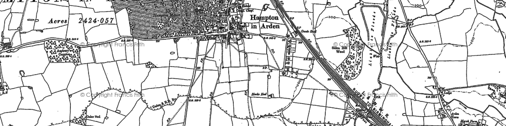 Old map of Hampton in Arden in 1886