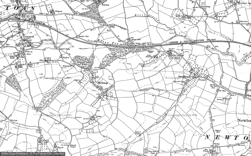 Old Map of Hookway, 1886 - 1888 in 1886