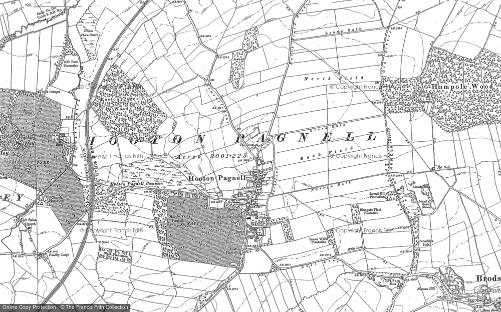 Old Map of Hooton Pagnell, 1891 in 1891