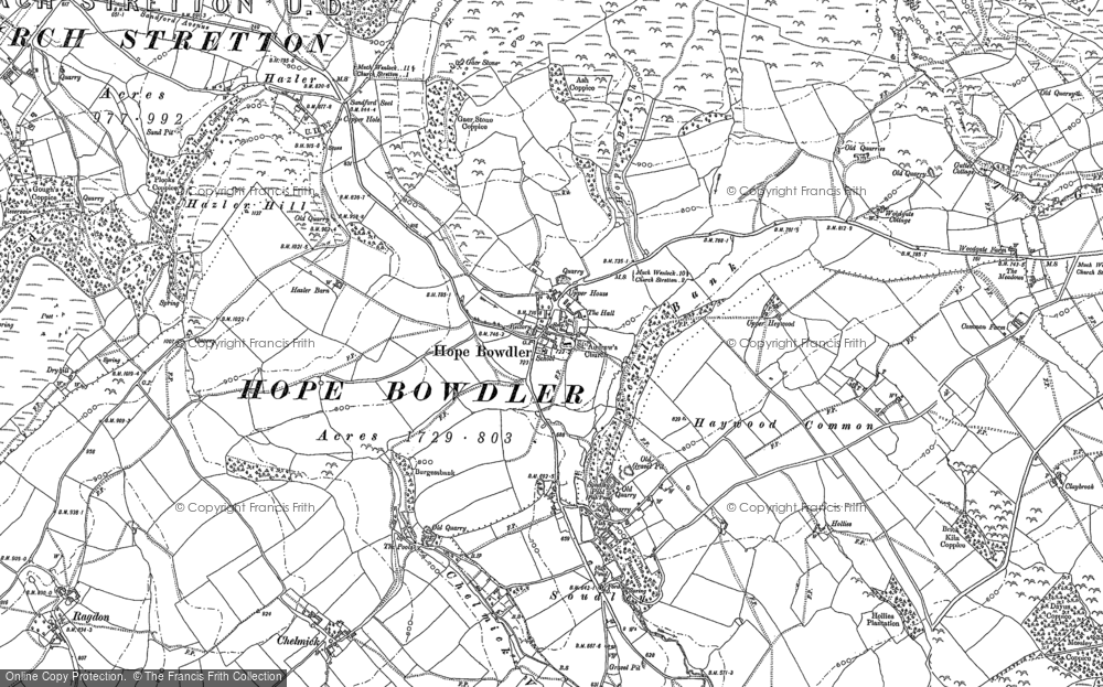Old Map of Hope Bowdler, 1882 in 1882
