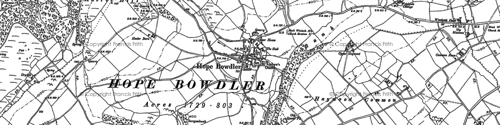 Old map of Hope Bowdler in 1882