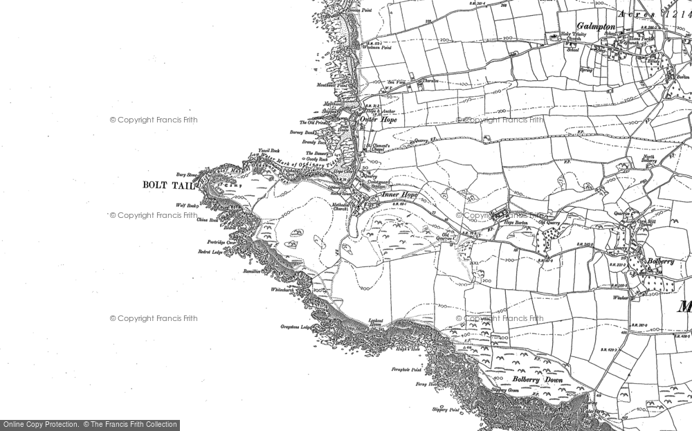 Old Map of Hope Cove, 1905 in 1905
