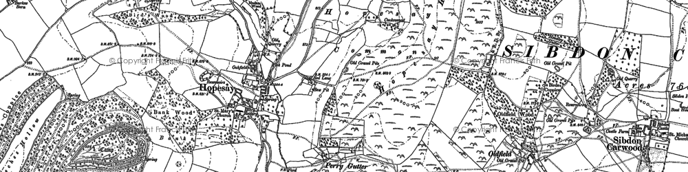 Old map of Hopesay in 1883