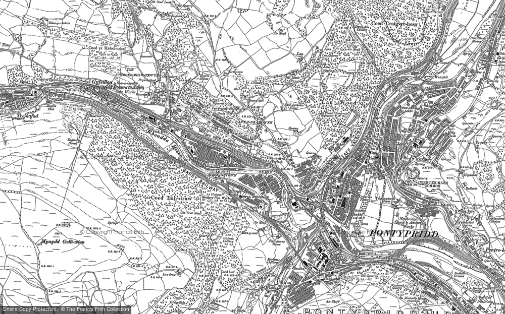 Old Map of Historic Map covering Blaenhenwysg in 1898