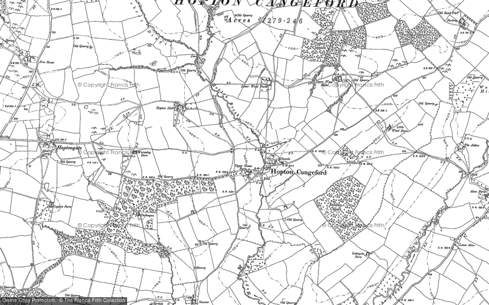Old Map of Historic Map covering Hoptongate in 1883